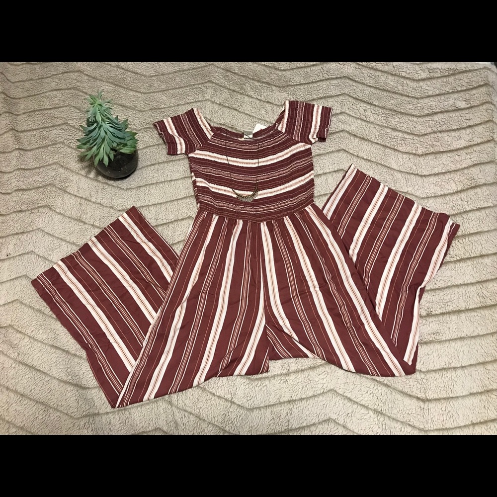 Boho Wide Leg Stripe Jumpsuit-Size M